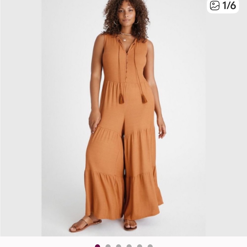 Anthropologie Sleeveless Orange Jumpsuit